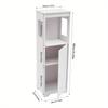 4-Tier White PVC Bathroom Storage Cabinet – Floor Standing Organizer with Ventilated Door – 35.4 Inch Tall