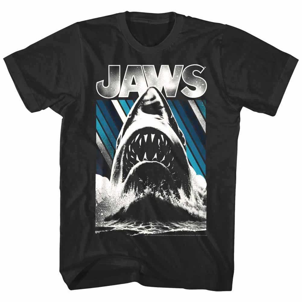 Jaws Retro Stripes Shark Mens T Shirt Fashion Trend Y2K  Men Clothing T Shirts S