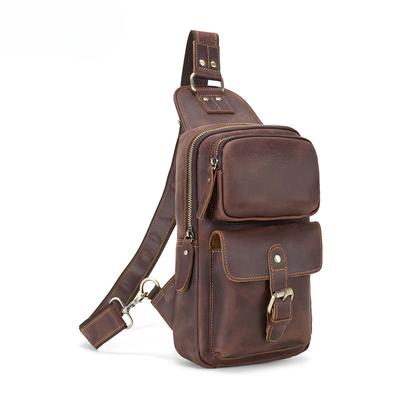 Herren Brusttasche Herren Umhängetasche, Hochwertige Retro Ein-Schultertasche Herren Echtes Leder Brusttasche
