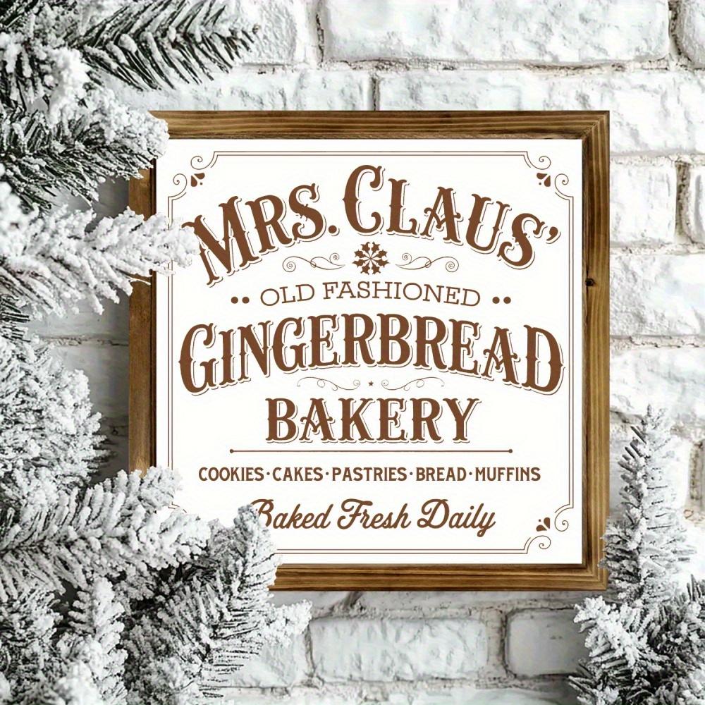Mrs. Claus Gingerbread Bread Wood Wall Sign-Country Farmhouse Christmas Decoration, Vintage Kitchen Art, Classic Multi-Purpose
