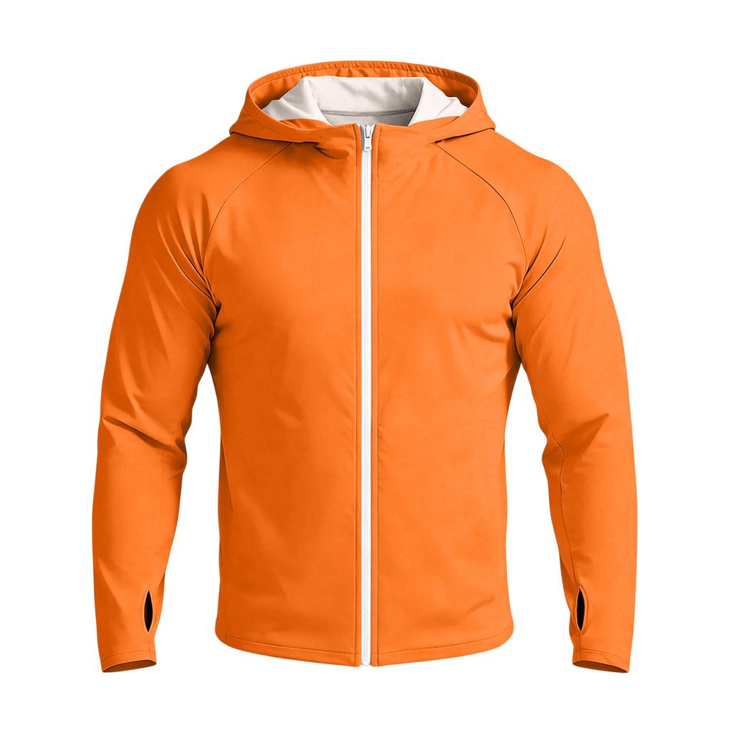 Men's Casual Raglan Sleeve Hooded Long Sleeve Sun Protection Jacket Lightweight Breathable Outdoor Zip Up Top