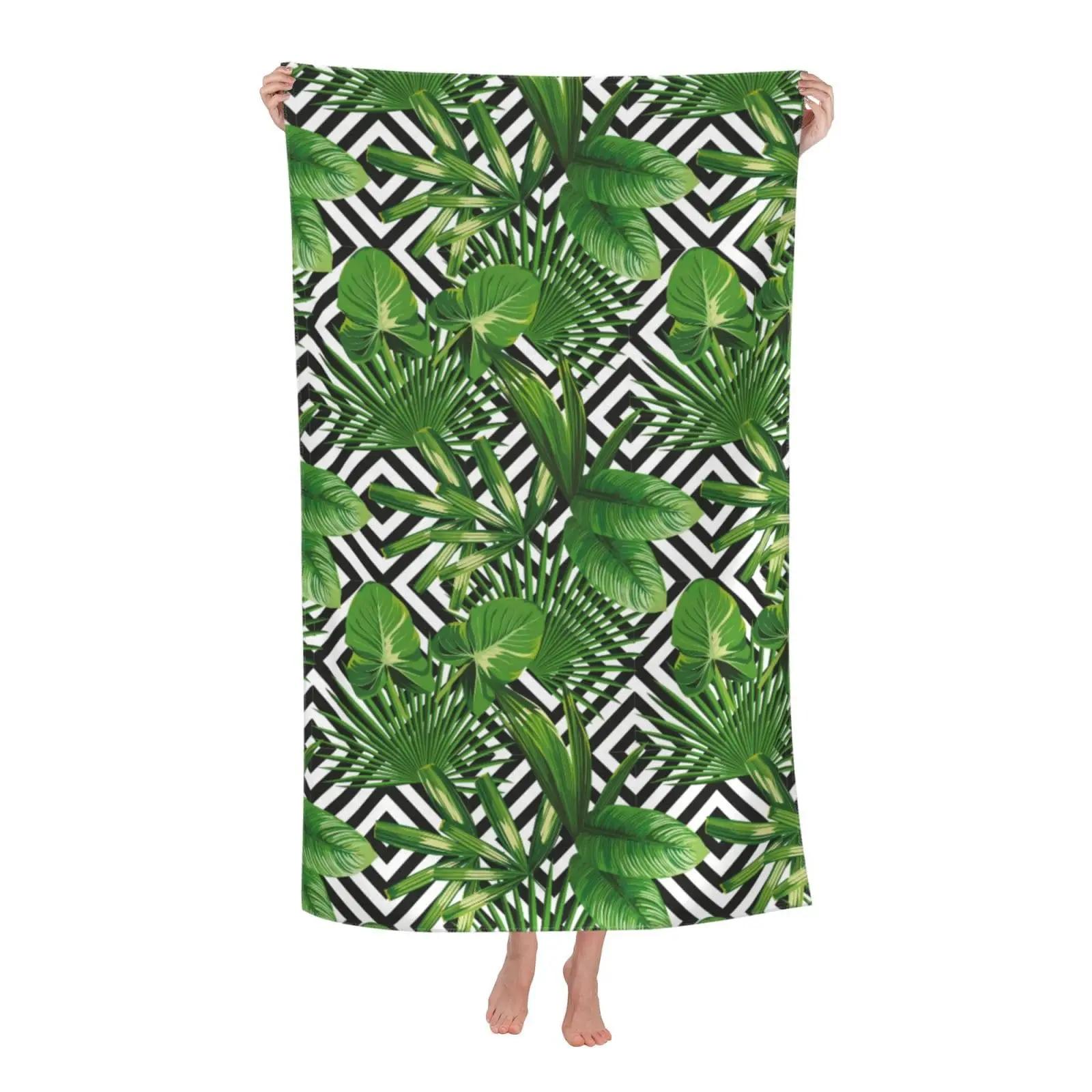 Palmbladeren Strandlaken Microvezel Zandvrij Tropische Handdoeken Voor Volwassenen Kinderen Sneldrogend Absorberend Zacht Zwembad Reis Zwemhanddoek 50x100cm(20x40in)