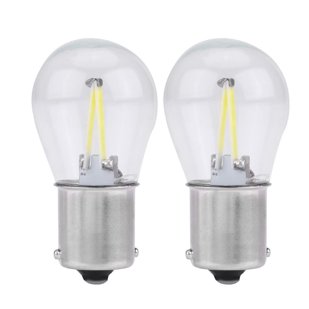 Pair of 1156 Glass Strobe COB LED Car Turn Signal Reverse Light Tail Brake Bulb White Light