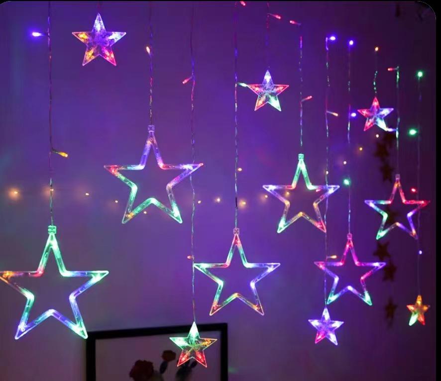 

Outdoor LED Solar String Lights - Star & Moon Fairy Lights for Christmas & Holiday Decoration Plug-In