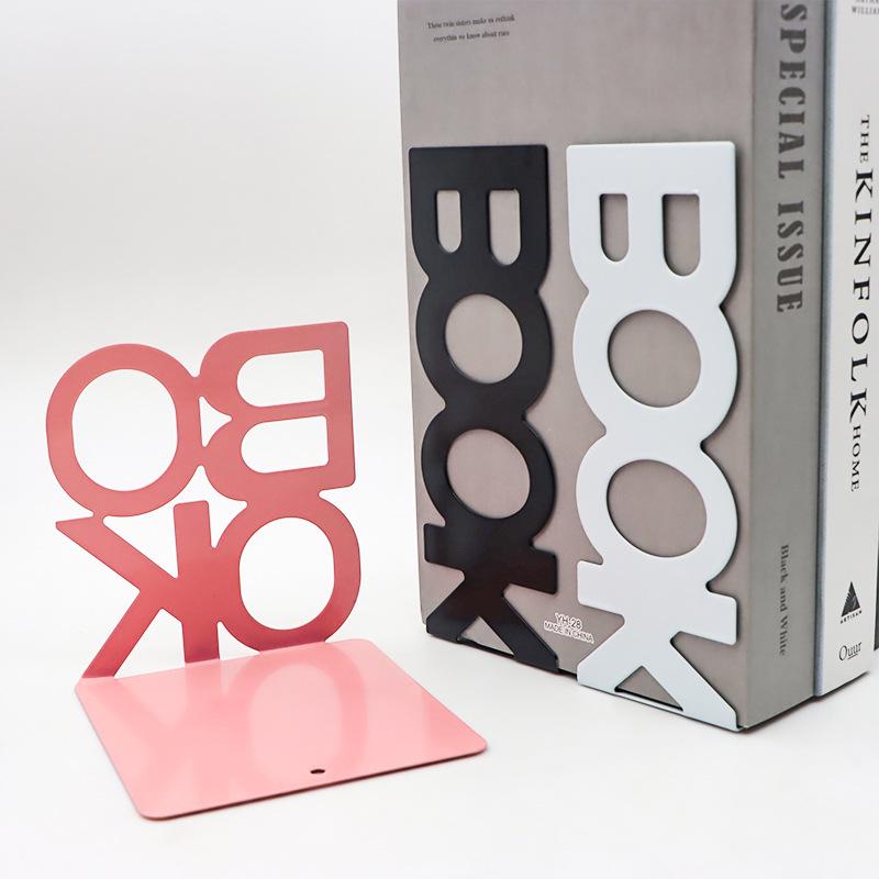 Powder Pink Letter-Shaped Metal Book Stand and Desktop Book Holder