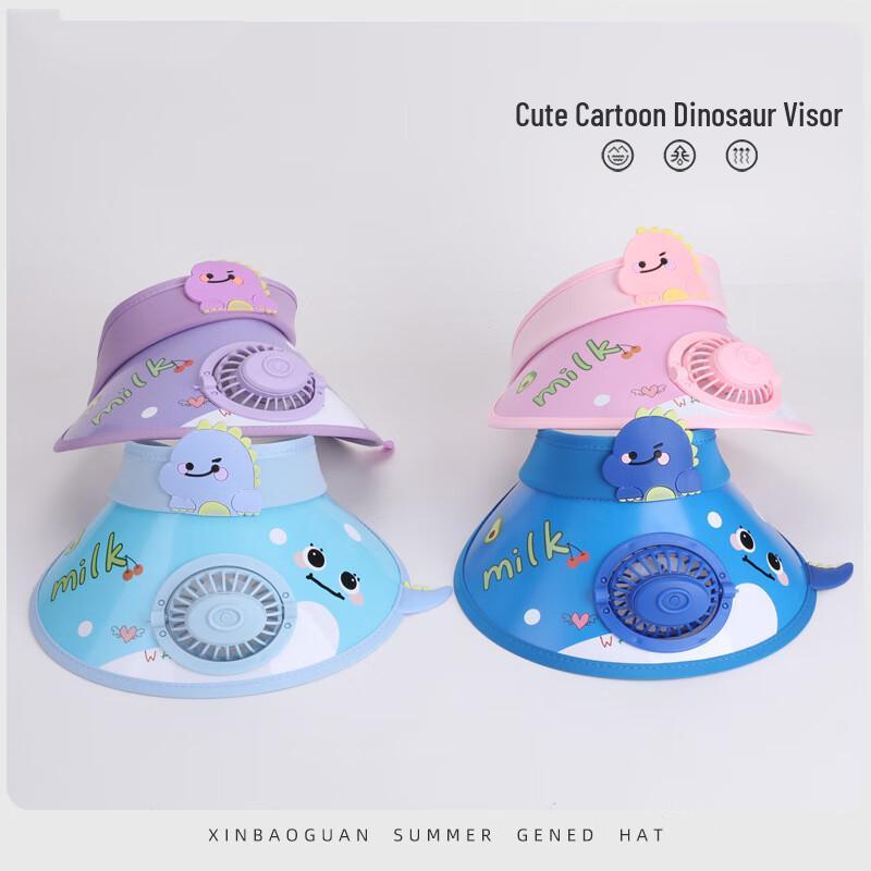 Children's Wide-Brim Sun Visor Hat with Fan