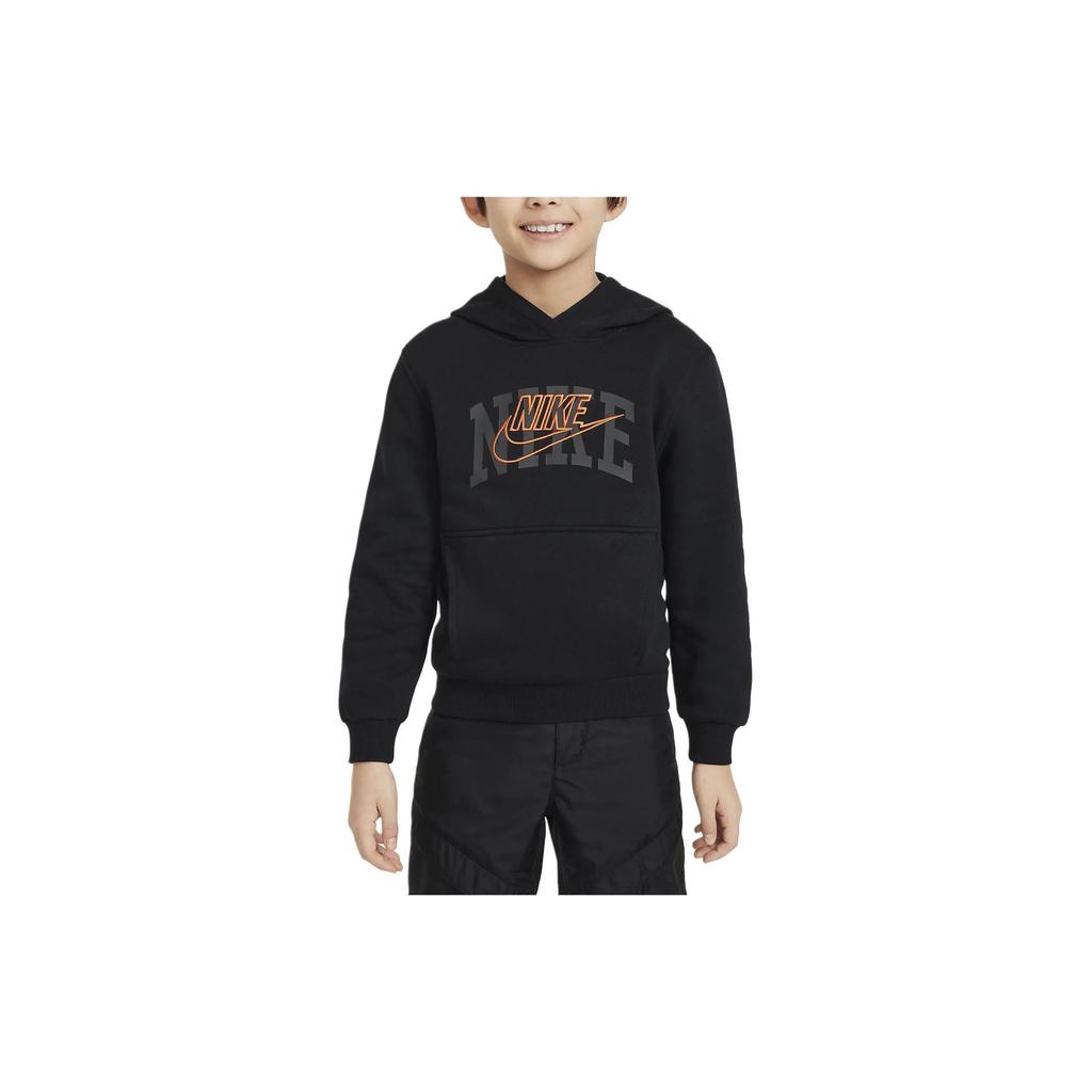 Nike Sportswear Club Letter Logo Hooded Casual Long Sleeve Sweatshirt Kids sweatshirt Black FZ1403-010