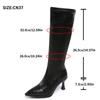 Fashion Size 35 42 Black Brown PU Leather Women's Knee-High Boots Pointed Toe High Heel Modern Boots Side Zipper Botas Largas for Woman