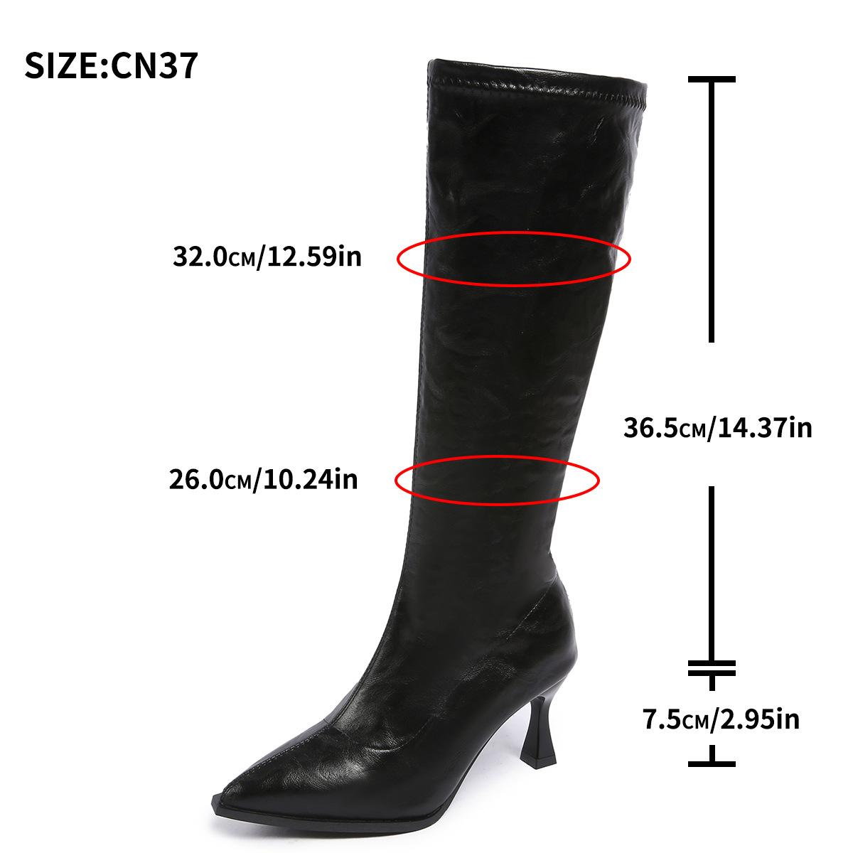 

Size 35 42 Black Brown PU Leather Women s Knee-High Boots Pointed Toe High Heel Modern Boots Side Zipper Botas Largas for Woman 42
