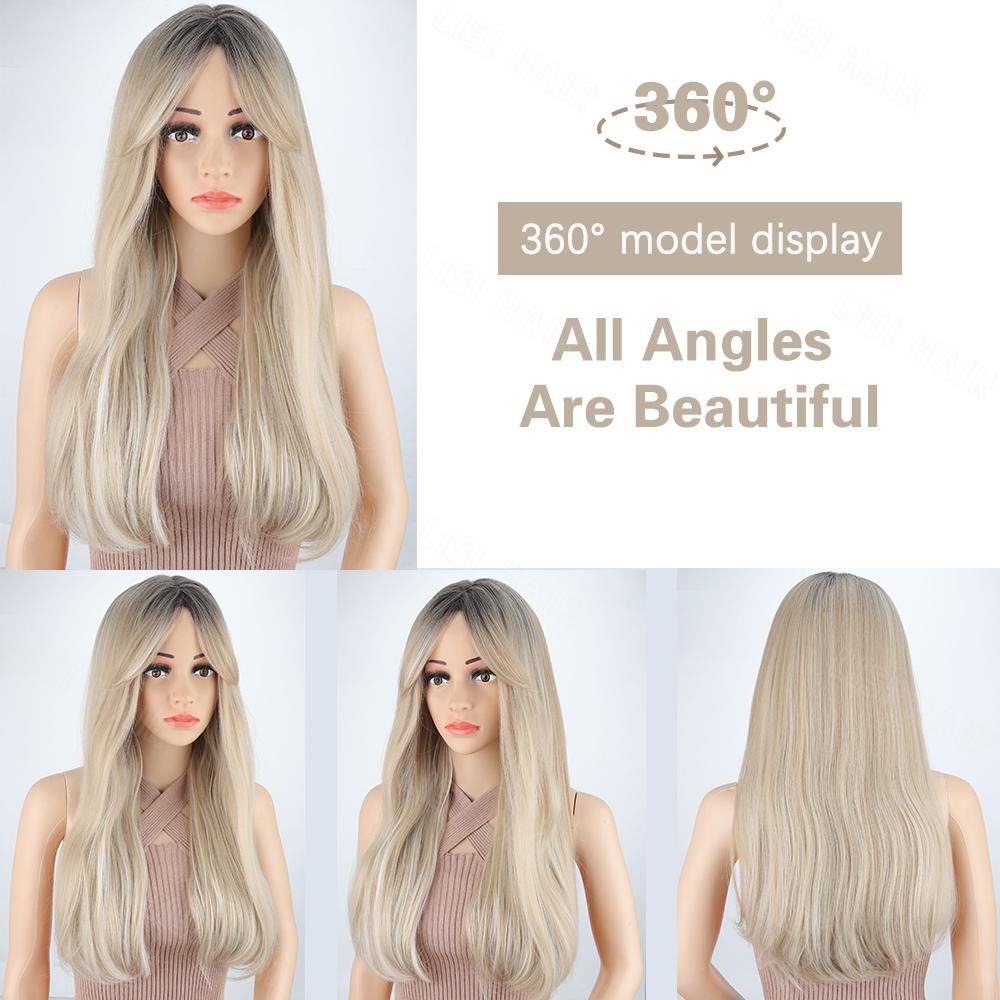 

XINRAN синтетический длинный волнистый парик от блондинки до темного цвета, термостойкое волокно, парики для женщин, ежедневное вечерние использование 60cm