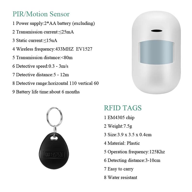 Wifi GSM Smart Home Alarm System Kits Tuya 433MHz Wireless Security Home Alarm Smart Life App Control PIR Motion Sensor