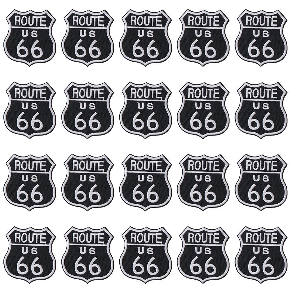 

20 шт. полиэстеровые нашивки с аппликациями Route 66 США, пришить/утюжить нашивки на рюкзаках