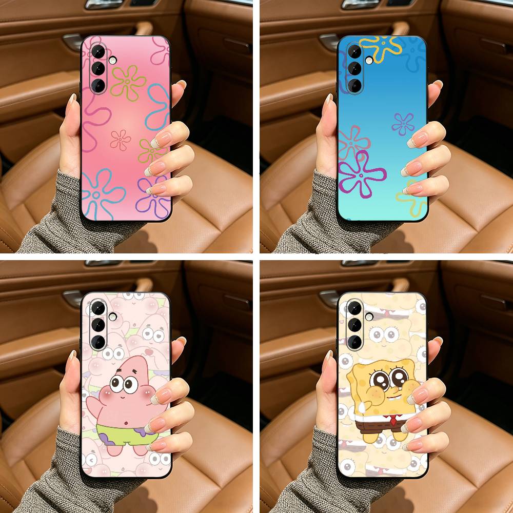 Comedy Animation- SpongeBob-S- SquarePants Phone Case For Samsung Galaxy A73,A71 A72,A70,A53,A52,A51,Soft Silicone Black Cover