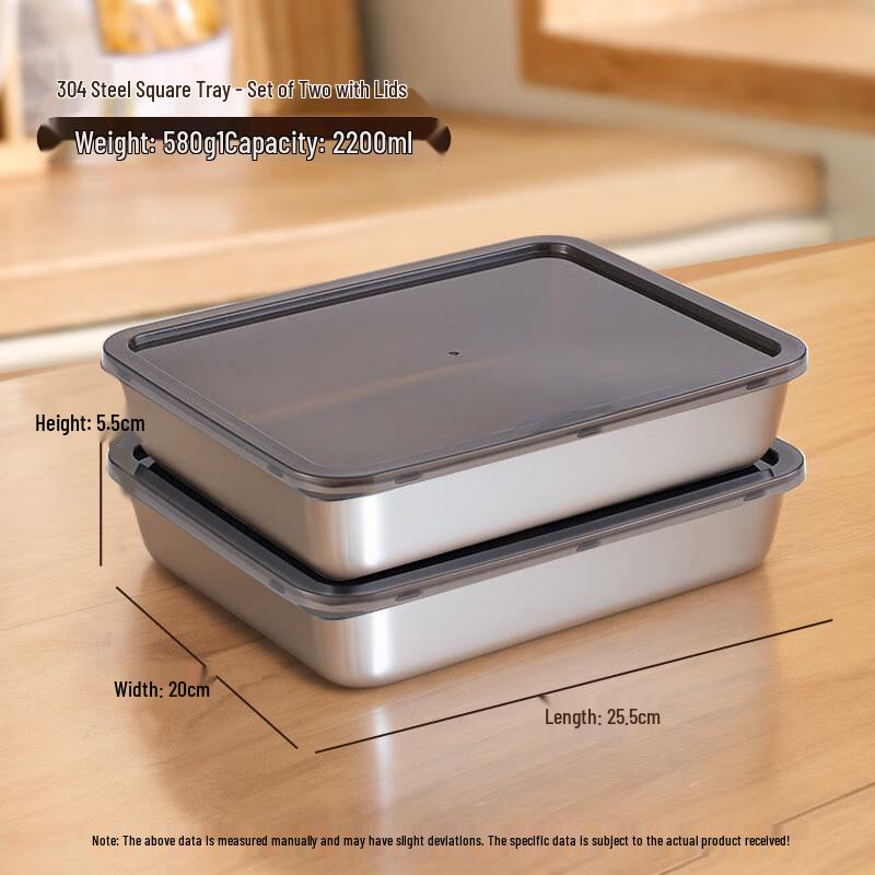 ZISIZ 304 Stainless Steel Food Prep and Storage Tray with Lid