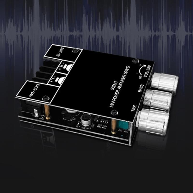 Bluetooth-compatible Stereo Power Amplifier 2x50W 2 Channel Sound Stereo Receiver with TrebleBass for Car Home