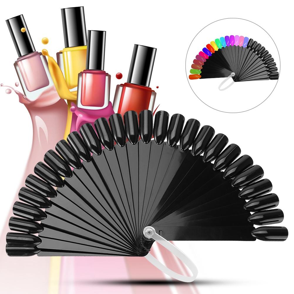 32pcs False Nail Tip Stick Palette Manicure Polish Gel Display Practice Tools Black