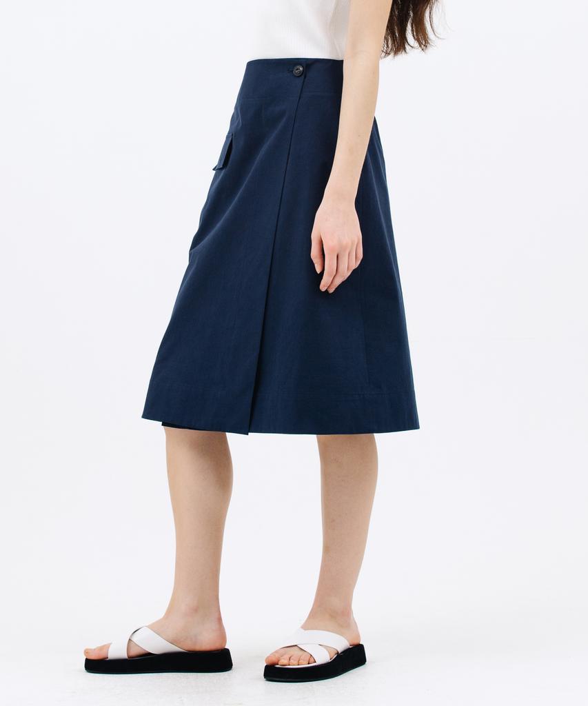 JUN BY JUN K Pocket Wrap Skirt_Navy