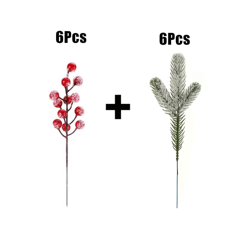 12PCS Christmas Cuttings Table Centerpieces Snowfall Berry Design Christmas Decorations Snow Scene Design Home Decor Winter