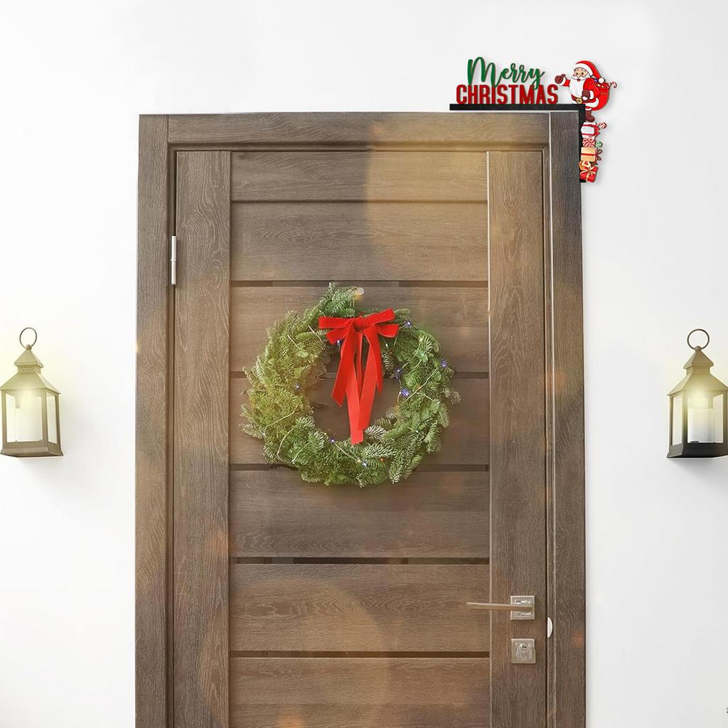 Christmas Gift Decorative Wooden Santa Door Frame Ornament Holiday Homes Decoration With Santa and Presents