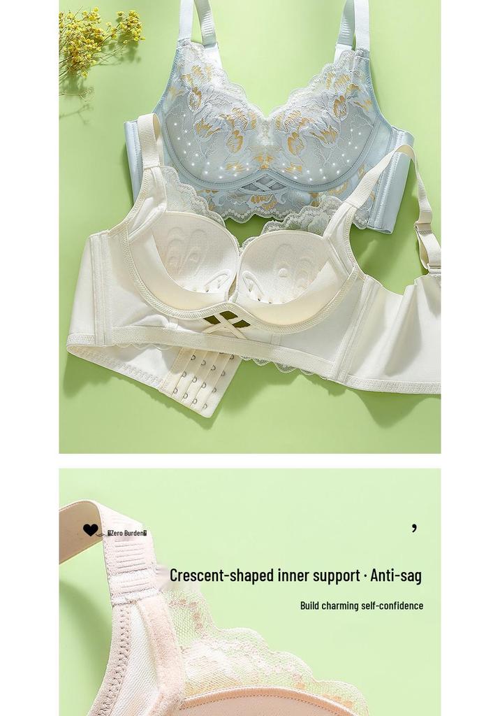 European & American Style Wireless Push-Up Lace Bra with Side Support - Comfortable & Breathable Women's Underwear