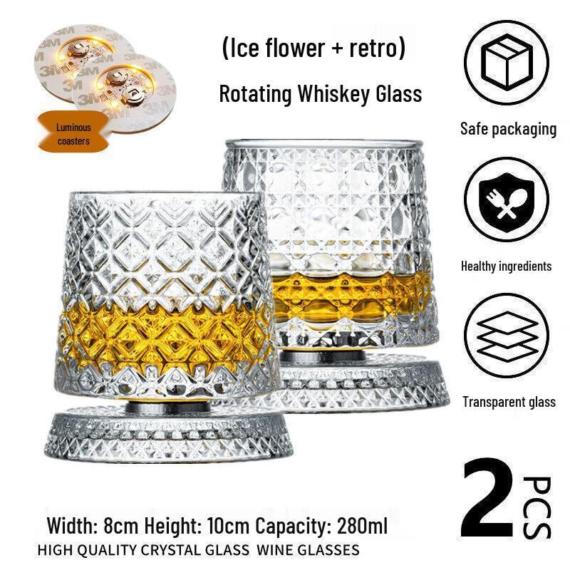 Rotating Crystal Whiskey Tumbler