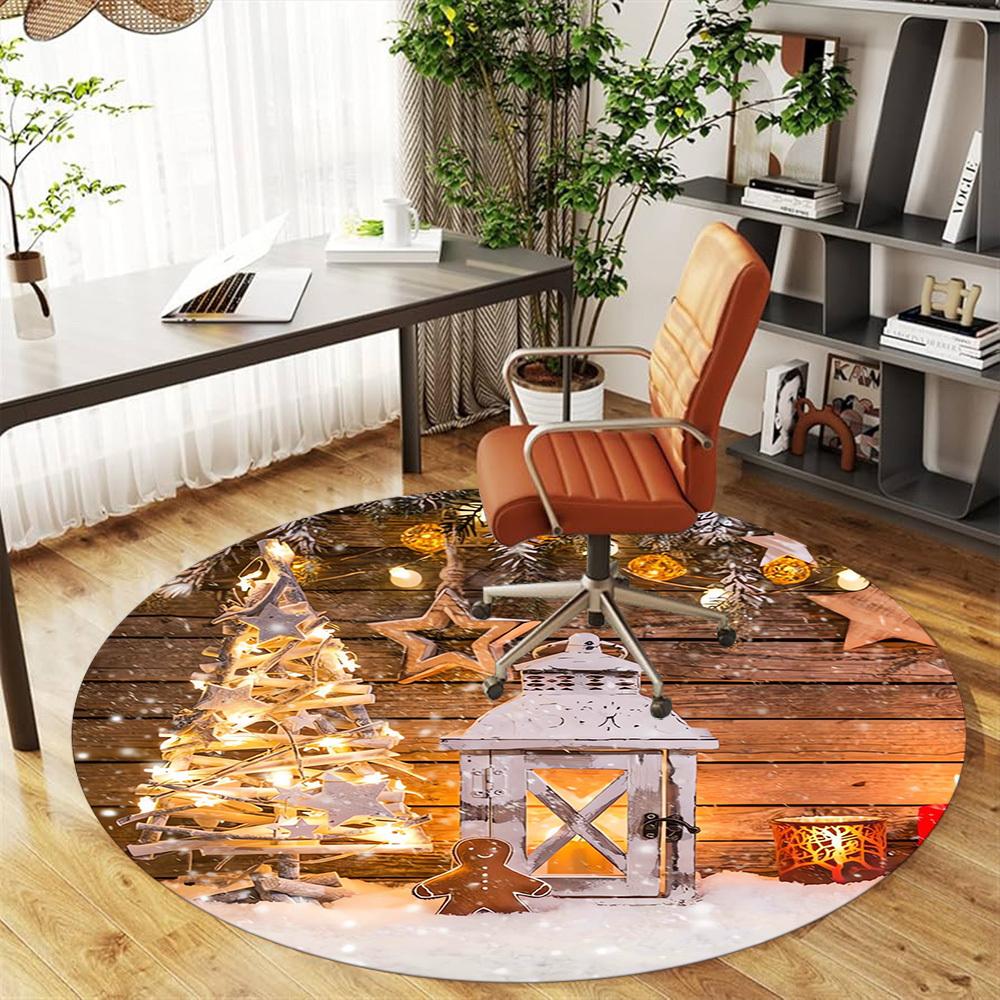 1pc Christmas decorations Round Chair mat Area Rug - Non-Slip, Floor Mat for Office, Bedroom, home decor Christmas Gift p0811191