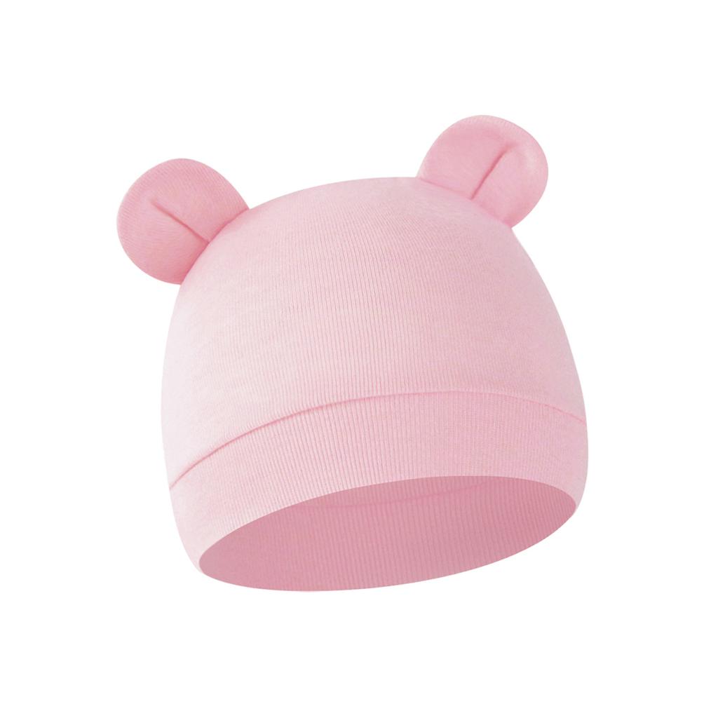 Newborn Baby Solid Color Single Layer Mickey Hat Cute Ear Pullover Cap for Baby Boys Girls