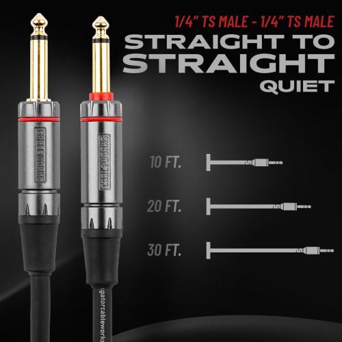 Cableworks by Gator Cases Headliner Series 20ft S/S Shielded Cable for Guitar/Bass with Mute Switch (GCWH-INS-20QT)