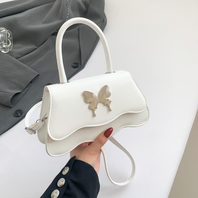 Stylish Small Square Crossbody Bag For Women With Unique Butterfly Design In Black White Pink Green Silver