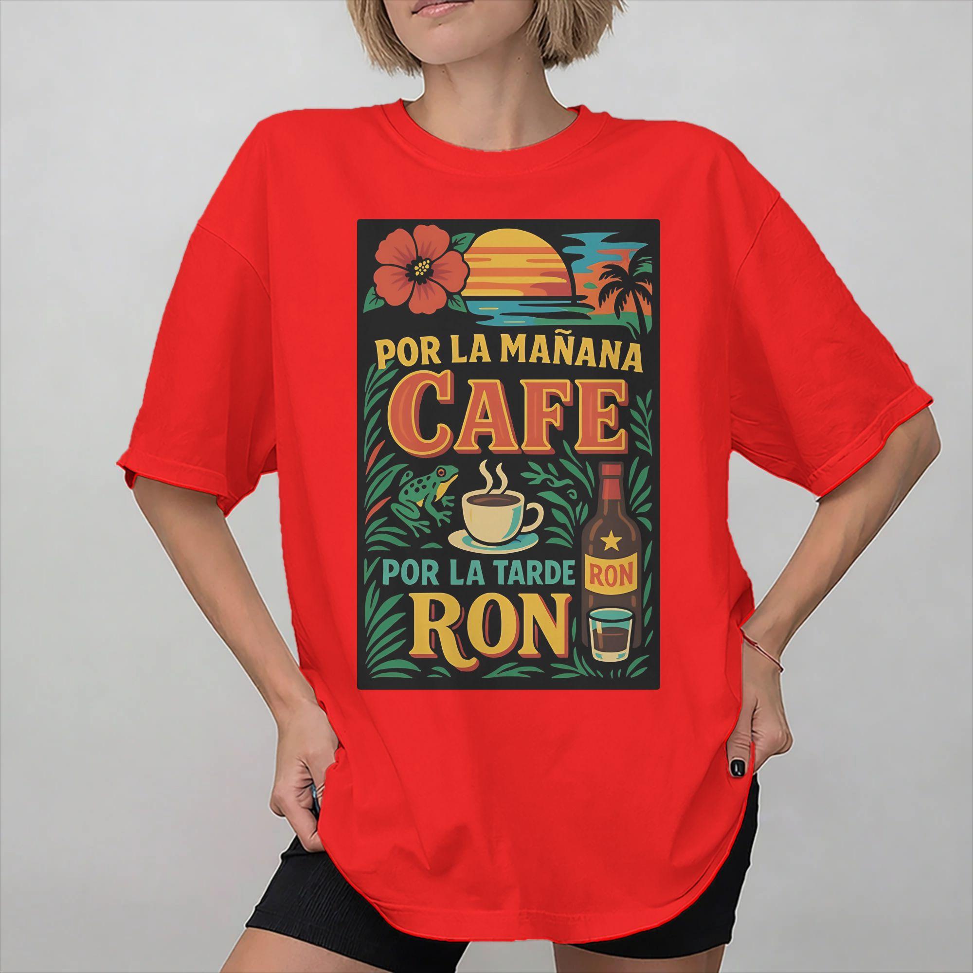 Unisex Women Graphic Print Por la Unisexana cafe por la tarde ron Tee T Shirt Cotton Tshirts Clothes S