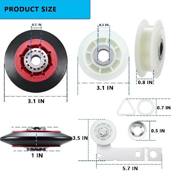 Upgrade 4392067 Dryer Repair Kit with 661570 Dryer Drum Belt & W10837240 Dryer Idler Pulley - Replacement Part for Whirlpool Kitchen-Aid Kenmore