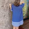 Pleated Large Size Women's Fashion Dress Summer Foreign Air Print Small Child Loose V Neck Casual Long Sleeve A Word Dress