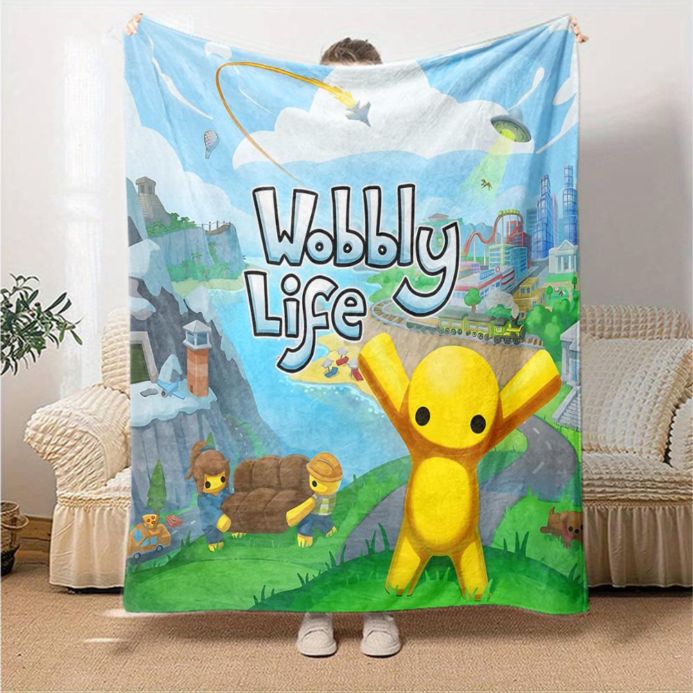 Wobbly Life Sandbox Adventure Flannel Blanket Super Soft Warm Cozy Blanket for Sofa Bed Office Travel All‑Season Home Decor Gift