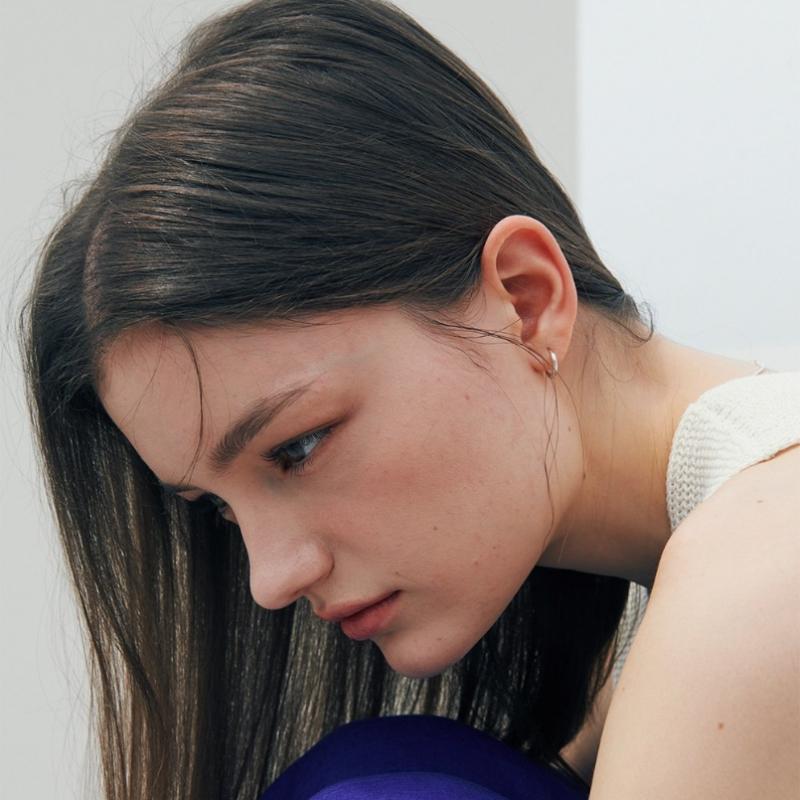 VERTE Basic Earring  2 Size    Deux.silver.131