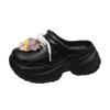Internet celebrities with the same thick-soled heightening hole shoes women's 2025 summer new popular stepping on shit bag head slippers women's shoes