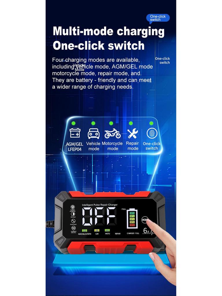 12V6A Intelligentes Batterieladegerät für Auto und Motorrad