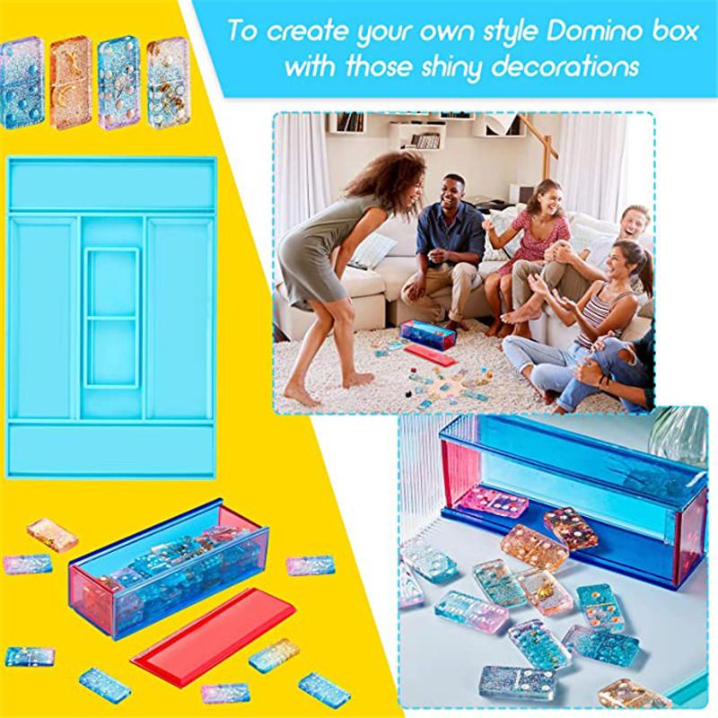 1pcs Dominoes Storage Box Resin Mold Silicone Dominoes Storage Box Mold Chocolate Mold Cake Decorating Tools