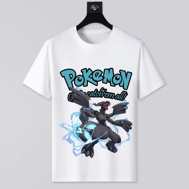 

Summer New Pokémon Animation Print White Tshirt Mens and Womens Original Style Loose Casual Trend Versatile Shortsleeved Top S