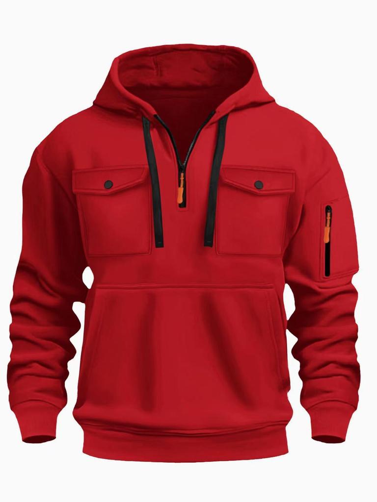Herren Herbst/Winter Lässiger Vielseitiger Mehrere Taschen Plus Samt Langarm Hoodie
