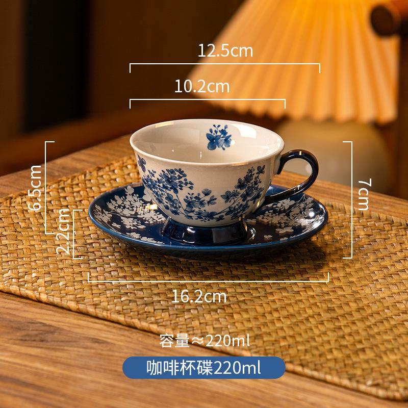 Creative Blue Floral Ceramic Coffee Cup and Saucer Exquisite Porcelain Tea Cup and Teapot Office Floral Mug Gift Home Decoration 220-1300ml