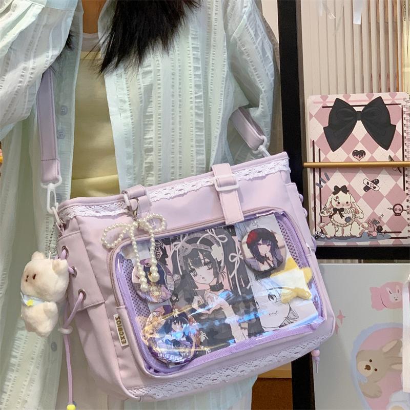 Nuova Borsa Ita Ulzzang Ragazza Dolce Uniforme Jk Stile Preppy Monospalla Borsa a Tracolla Badge Fai da Te Mostra Fumetti Borsa da Donna