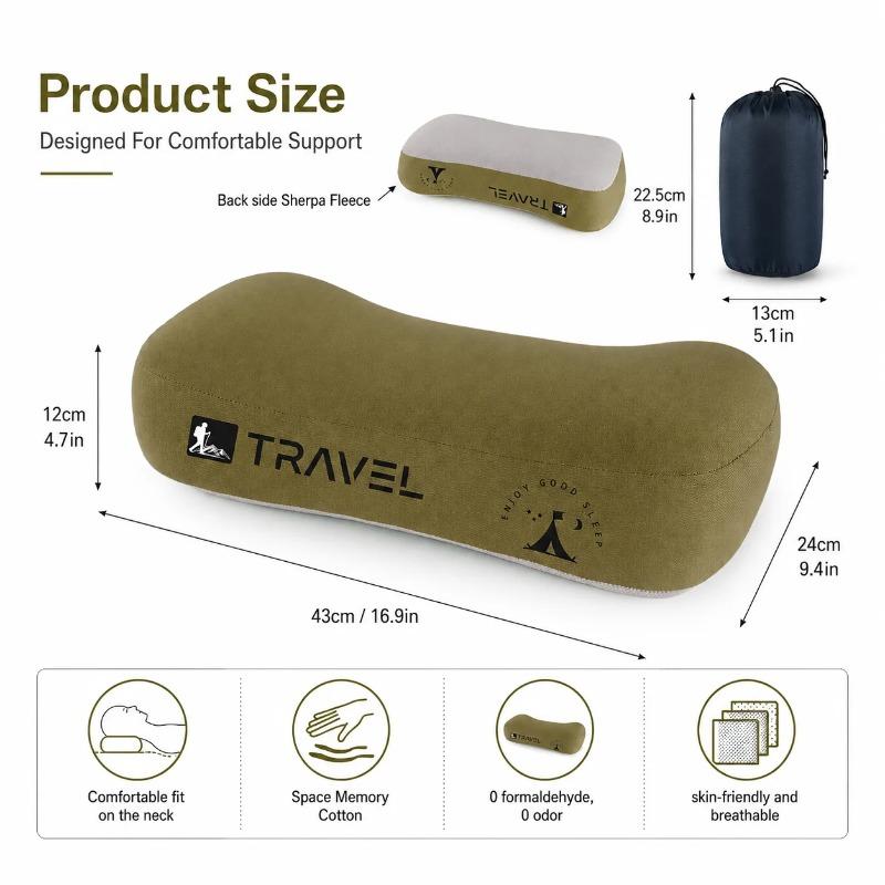 Portable Compressible Camping Pillow Memory Foam Travel Pillow for Sleep Suitable for Outdoor Camping Sports and Airplane Travel