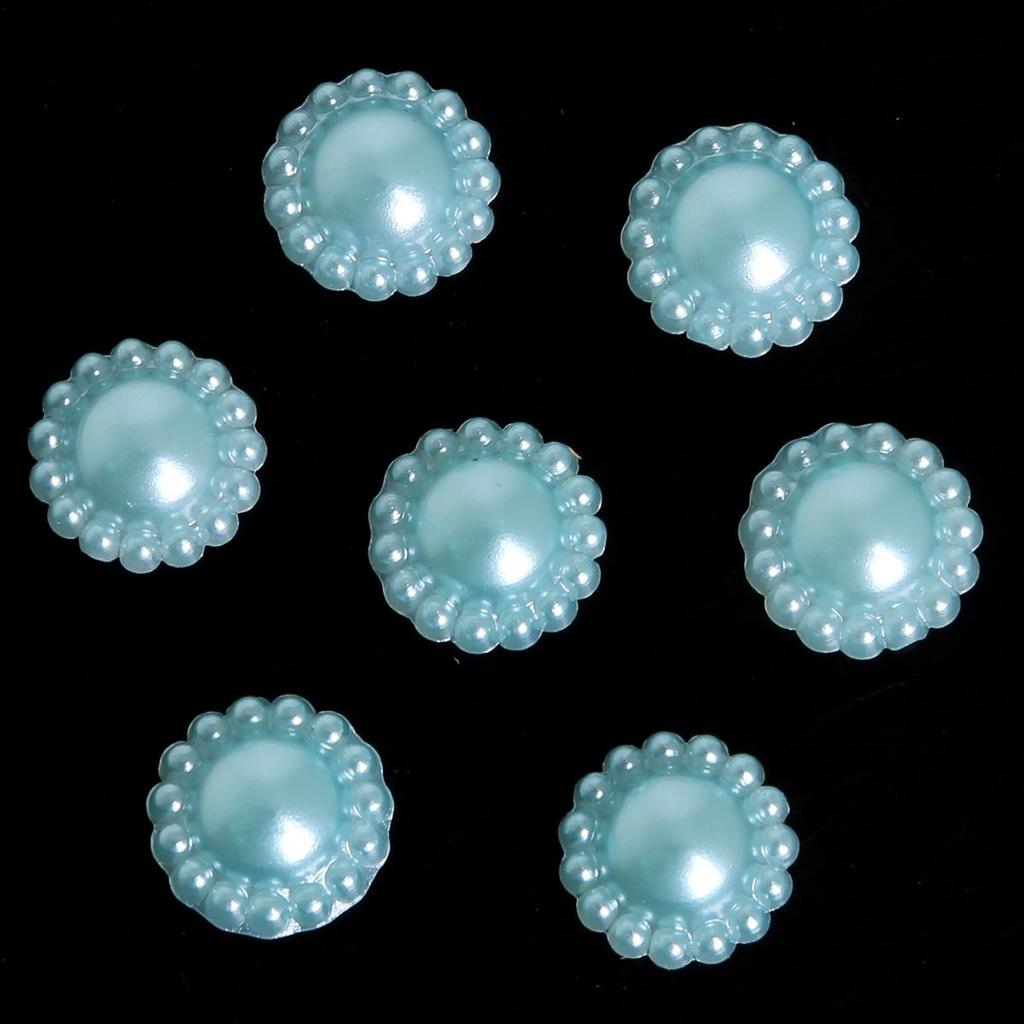 50pcs/bag 12mm Colorful Lacy Half Round Flat Beaded DIY Jewelry Handmade Accessories