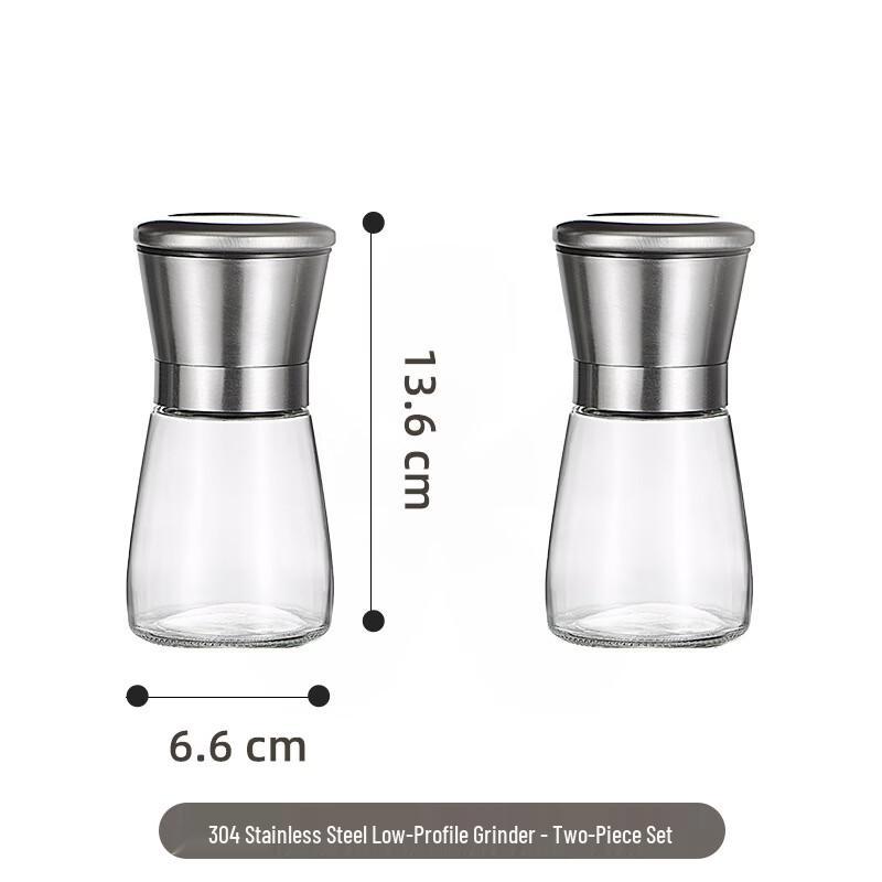 Ruhan Manual Salt & Pepper Grinder - 304 SS, Short, 2-Pack