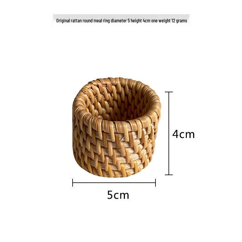 Vietnam Autumn Rattan Hand-Woven Napkin Ring - Seagrass Woven Holder for Western Restaurant Meals