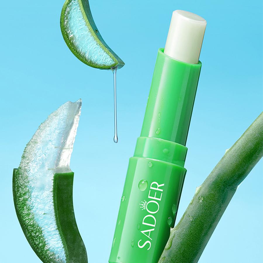 Aloe Vera Lip Balm SADOER Vitamin C Prevents Dry and Chapped Lips Hydrating Moisturizing Lip Balm