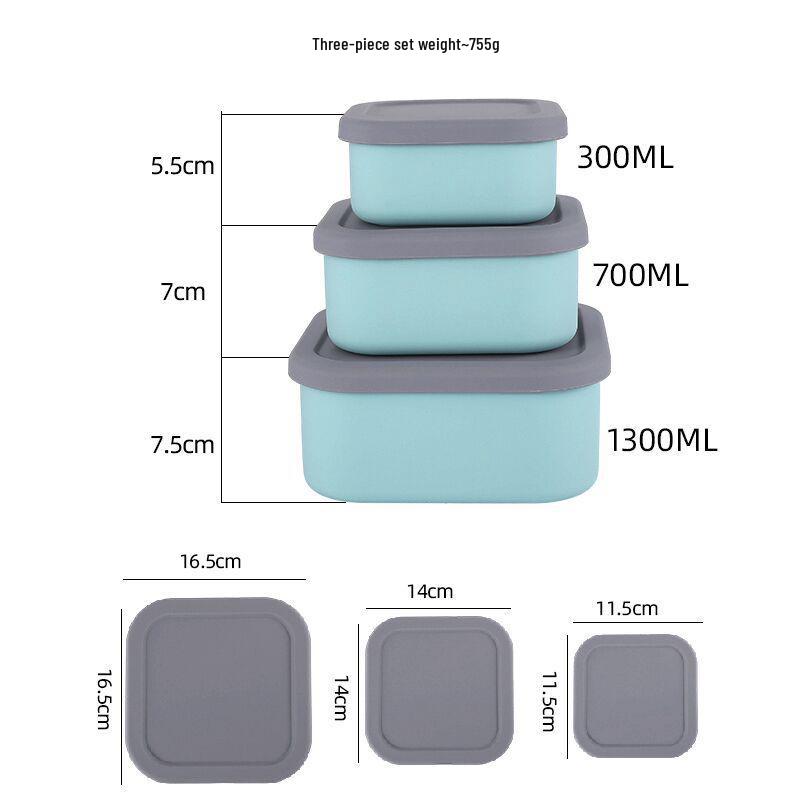 Silicone Food-Grade Square Bento Box Set with Lid for Fresh-Keeping, Microwave, and Picnic Use