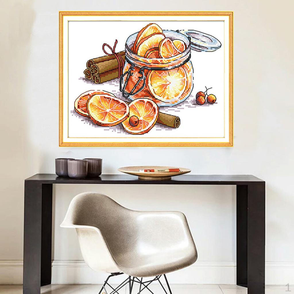 Pre-Printed Lemon Tea Pattern DIY Handmade Stitch 14CT 28 x 21cm