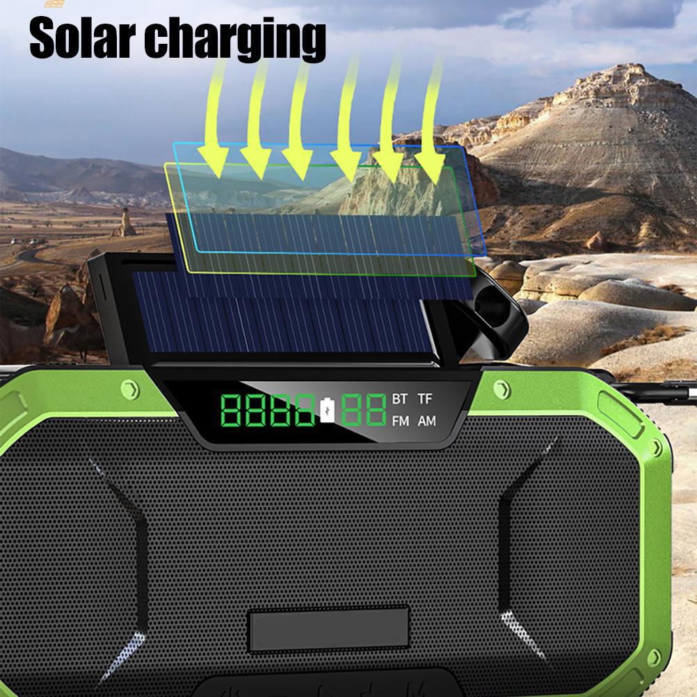 Wind Up Solar Radio Emergency Hand Crank Radio with Flashlight Power Bank and SOS Alarm for Outdoor Camping Hiking