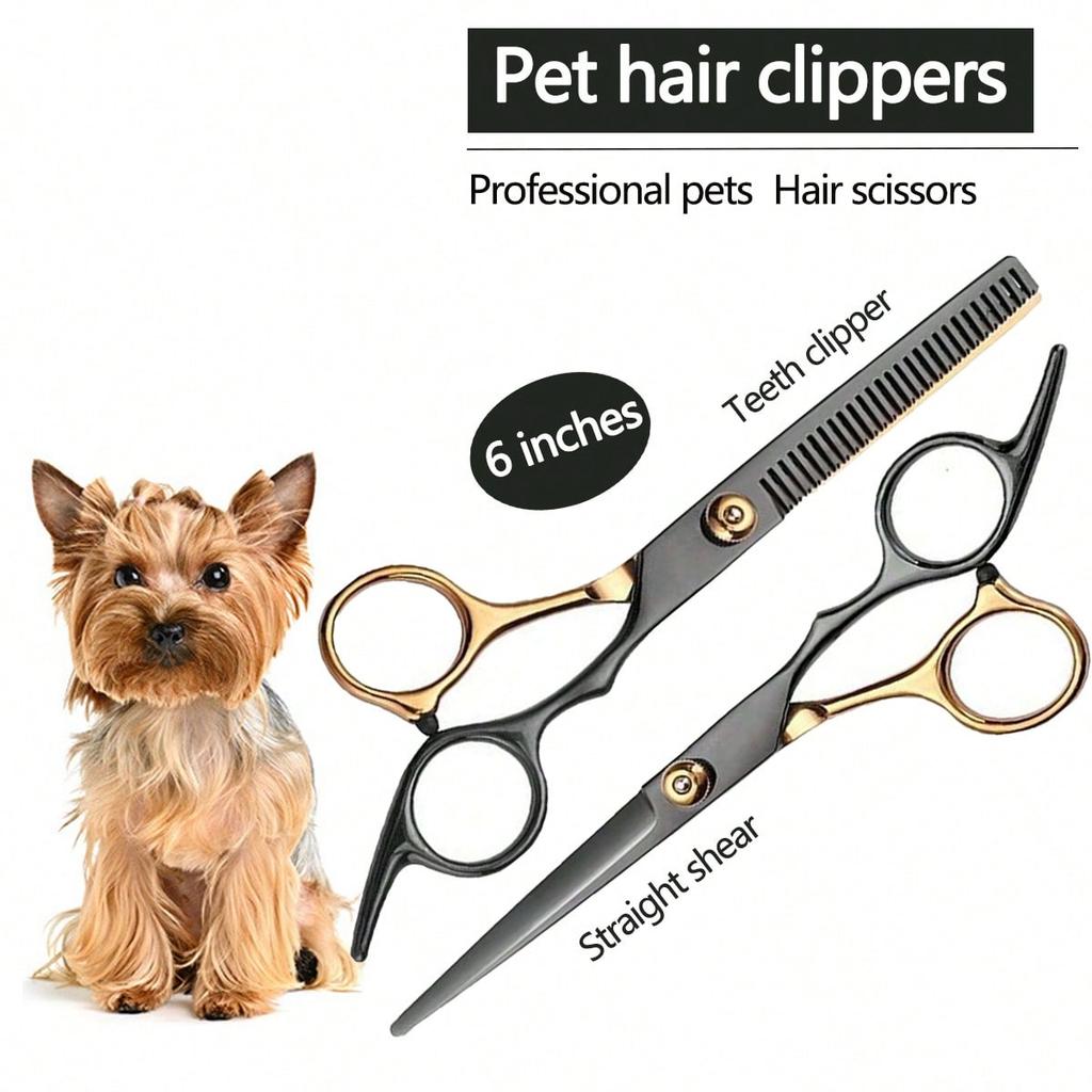 1PC Diagonal Tail Black Gold Hair Scissors, Beauty Scissors, Pet Scissors, Bang Scissors, Teeth Scis
